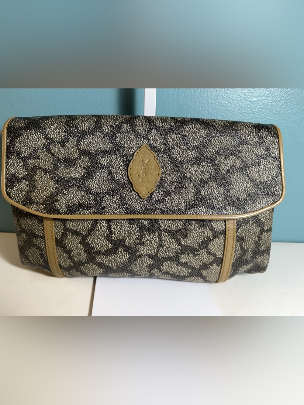 Vintage Yves Saint Laurent (YSL) Giraffe Print Flap Clutch Bag - Excellent w/COA